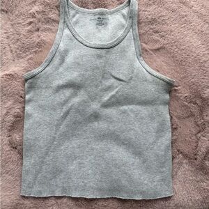 Gray Ribbed Tank Top